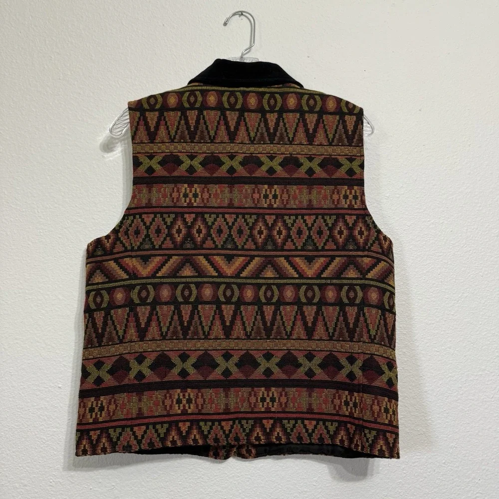 Stonebridge Woven Aztec Southwestern Button Up Vest Waistcoat Womens Size‎ M